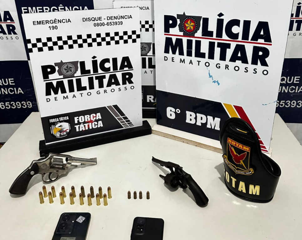 Polícia Militar conduz cinco faccionados e apreende duas armas de fogo em Cáceres